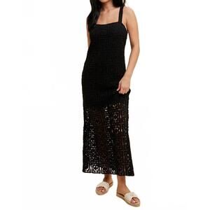 NEW IN-LOOM crochet maxi dress in black